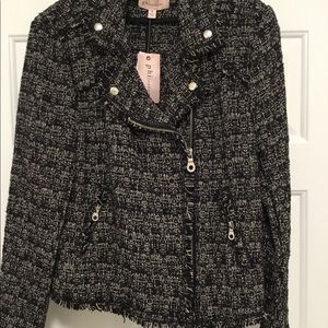 PHILOSOPHY BLACK & WHITE COTTON MOTO JACKET NWT